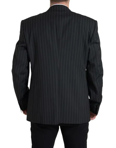 Dolce & Gabbana Black Stripe Single Breasted Sicilia Men's Blazer In Black