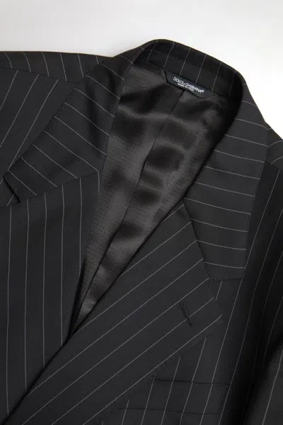 Dolce & Gabbana Black Stripe Single Breasted Sicilia Men's Blazer In Black