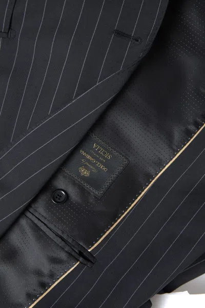 Dolce & Gabbana Black Stripe Single Breasted Sicilia Men's Blazer In Black