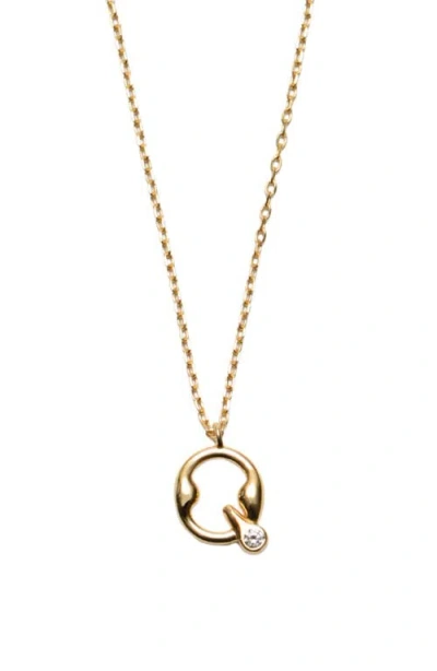 Argento Vivo Sterling Silver Cubic Zirconia Bubble Initial Necklace In Gold