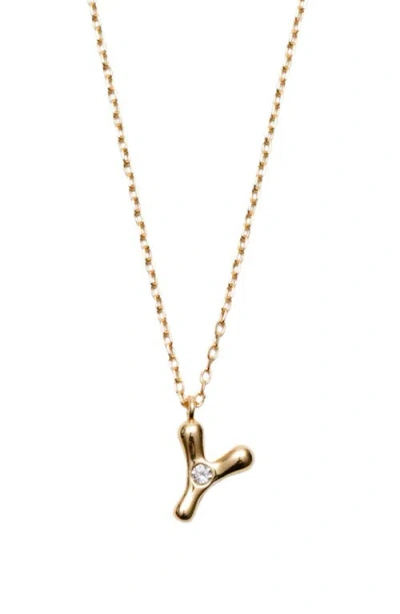 Argento Vivo Sterling Silver Cubic Zirconia Bubble Initial Necklace In Gold