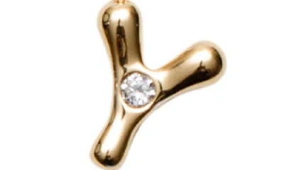 Argento Vivo Sterling Silver Cubic Zirconia Bubble Initial Necklace In Gold