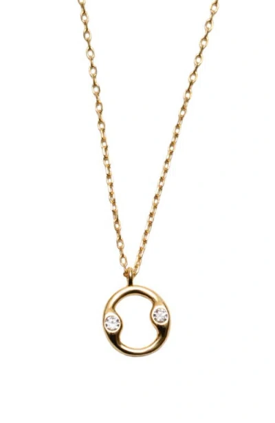 Argento Vivo Sterling Silver Cubic Zirconia Bubble Initial Necklace In Gold