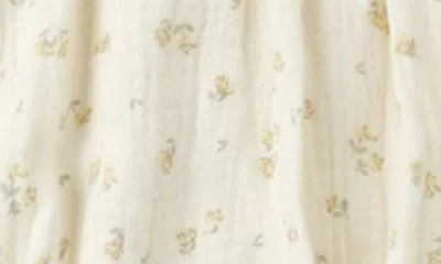 Quincy Mae Callie Floral Ruffle Collar Organic Cotton Bubble Romper In Neutral