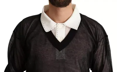 Pre-owned Dolce & Gabbana Black White Shirt One Piece Pullover Men's Sweater () In Multi