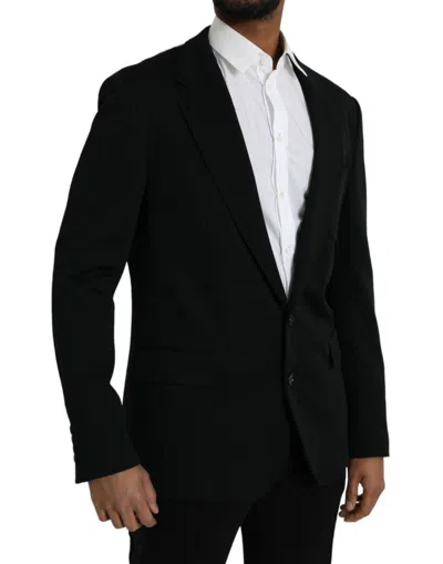 Dolce & Gabbana Black Wool Single Breasted Coat Men's Blazer In Black