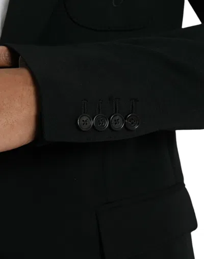 Dolce & Gabbana Black Wool Single Breasted Coat Men's Blazer In Black