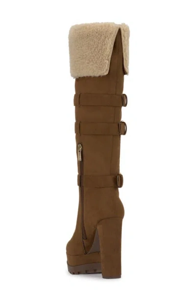 Jessica Simpson Imerald Faux Shearling Knee High Platform Boot In Brown