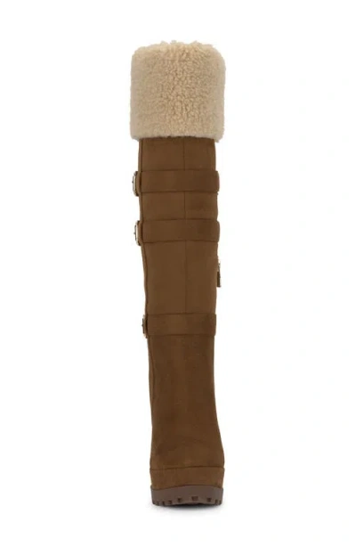 Jessica Simpson Imerald Faux Shearling Knee High Platform Boot In Brown
