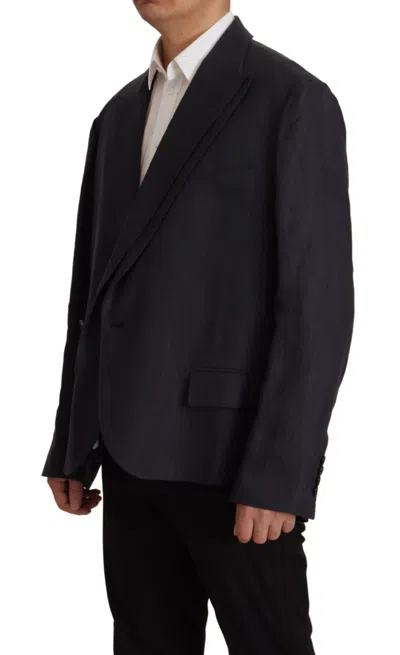 Dolce & Gabbana Blue Linen Formal Mens Blazer Men's Jacket In Blue