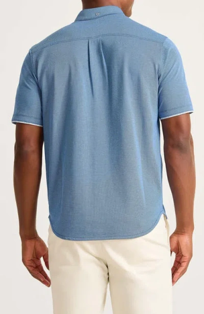 Tommy Bahama San Lucio Lotus Happy Hour Islandzone® Short Sleeve Cotton Blend Button-up Shirt In Blue