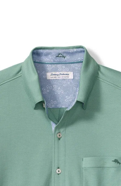 Tommy Bahama San Lucio Lotus Happy Hour Islandzone® Short Sleeve Cotton Blend Button-up Shirt In Green