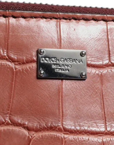 Dolce & Gabbana Bordeaux Croc Leather Logo Plaque Men Briefcase Men's Bag