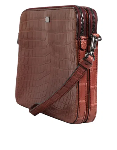 Dolce & Gabbana Bordeaux Croc Leather Logo Plaque Men Briefcase Men's Bag