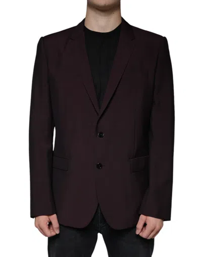 Dolce & Gabbana Bordeaux Wool Single Breasted Dress Men's Blazer In Burgundy
