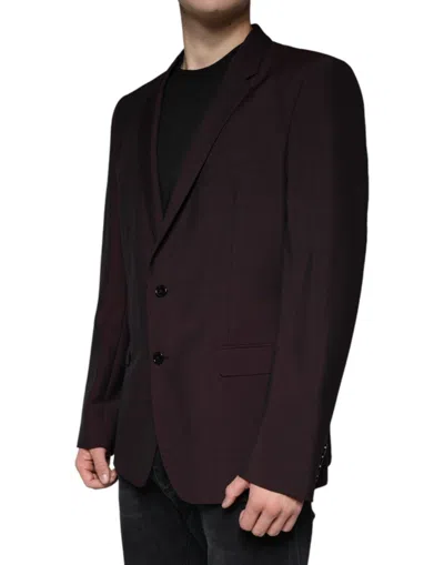 Dolce & Gabbana Bordeaux Wool Single Breasted Dress Men's Blazer In Burgundy