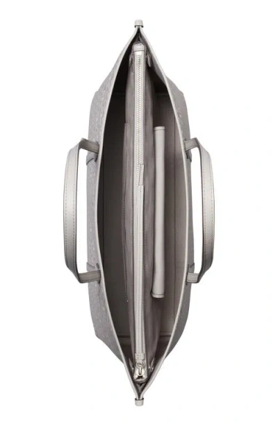 Tory Burch Perry T Monogram Jacquard Triple Compartment Tote In Gray