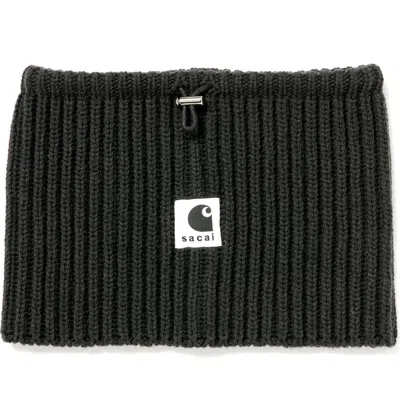 Sacai Carhartt Wip Rib Wool & Nylon Neck Warmer In Blue