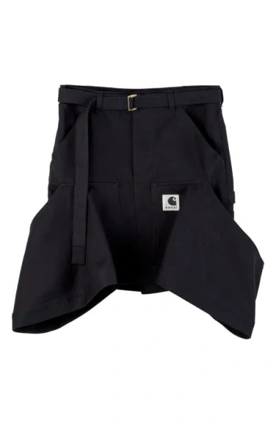 Sacai Carhartt Wip Duck Canvas Skirt In Black