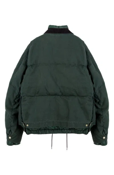 Sacai Carhartt Wip Washed Duck Canvas Down Puffer Jacket In Green