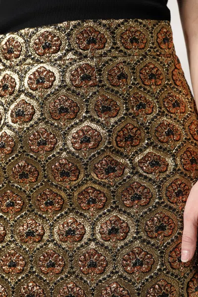 Dolce & Gabbana Brown Polyester Brocade A-line Mini Skirt In Brown