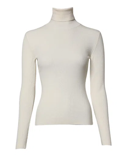 Dolce & Gabbana Cream Long Sleeves Turtleneck Slim Sweater In White