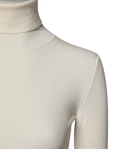 Dolce & Gabbana Cream Long Sleeves Turtleneck Slim Sweater In White