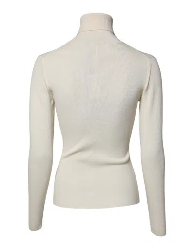 Dolce & Gabbana Cream Long Sleeves Turtleneck Slim Sweater In White