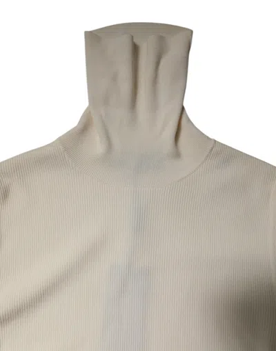 Dolce & Gabbana Cream Long Sleeves Turtleneck Slim Sweater In White