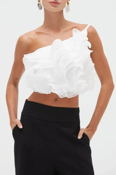 Patbo Chiffon Wonderland Flutter Top In White