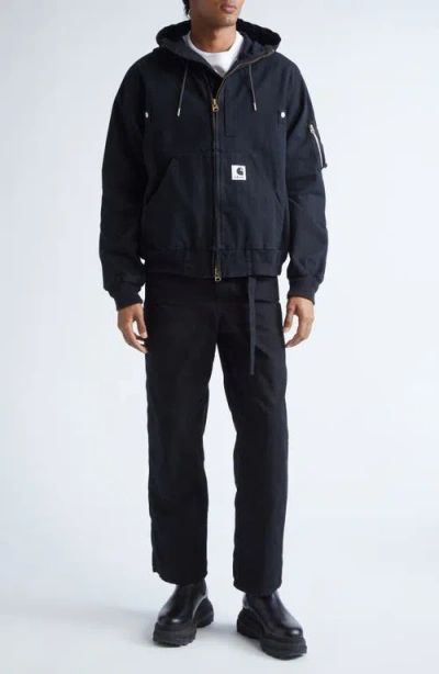 Sacai Carhartt Wip Duck Canvas Carpenter Pants In Black