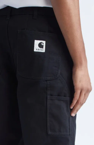 Sacai Carhartt Wip Duck Canvas Carpenter Pants In Black