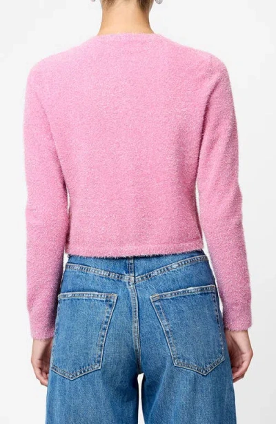 French Connection Tinsel Knit Slim Cardigan Sweater In Pink