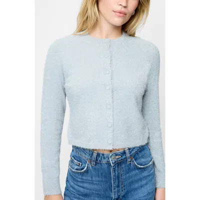 French Connection Fcuk Women's Tinsel Knit Slim Long Sleeves Cardigan Sweater In Blue