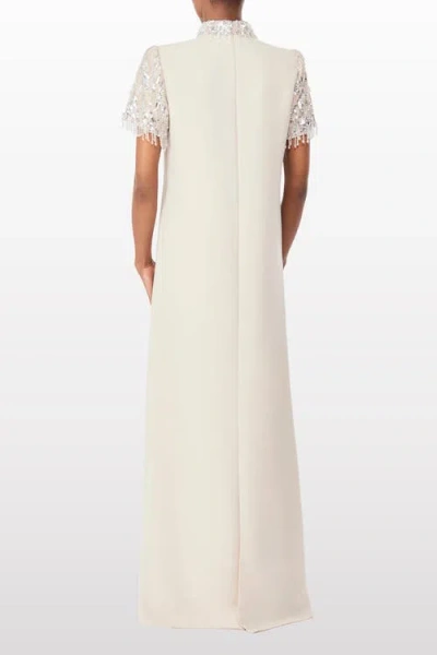 Jenny Packham Edie Sequin-embellished High-neck Maxi Dress In Neutral