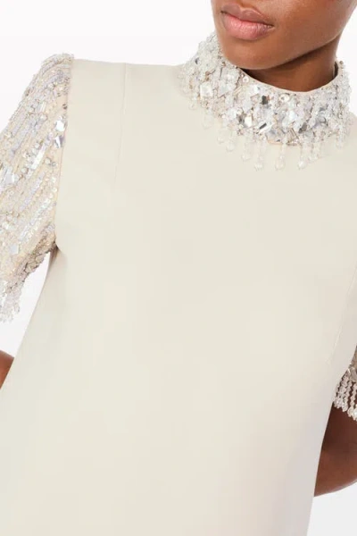 Jenny Packham Edie Sequin-embellished High-neck Maxi Dress In Neutral