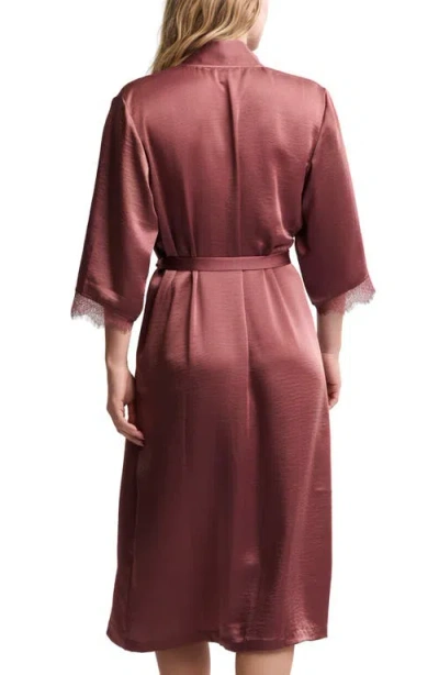 Barefoot Dreams Liquid Lace Trim Satin Robe In Pink