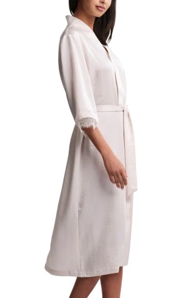 Barefoot Dreams Liquid Lace Trim Satin Robe In White