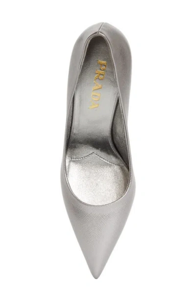 Prada Saffiano Leather Pump In Silver