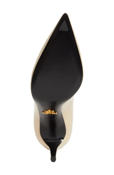 Prada 85mm Vernice Saffiano Leather Pumps In Brown