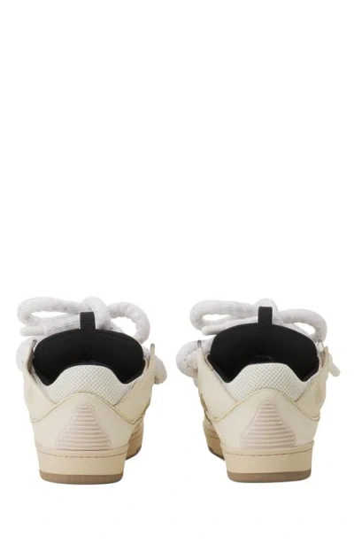 Lanvin Beige Curb Leather With Snake Laces Sneakers In Multi