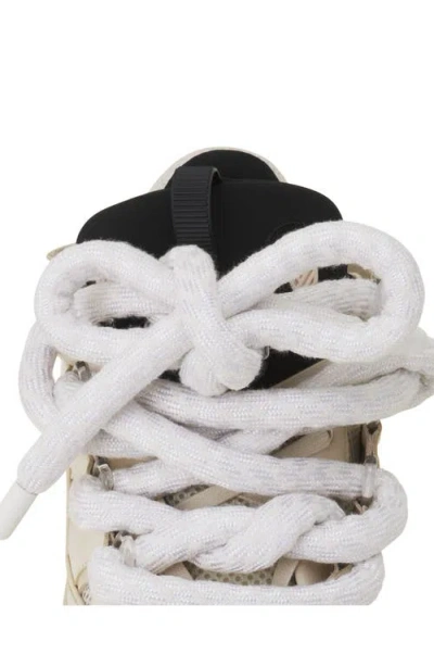 Lanvin Beige Curb Leather With Snake Laces Sneakers In Multi