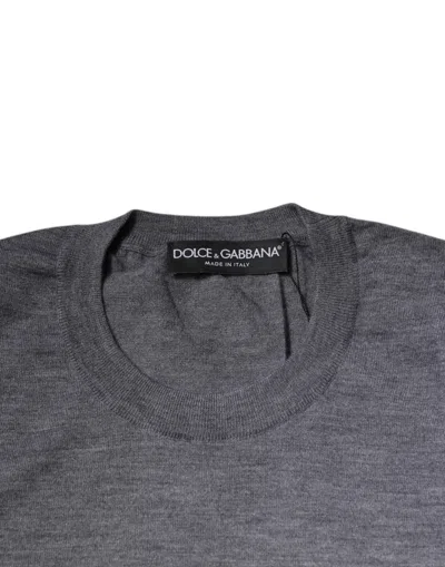 Pre-owned Dolce & Gabbana Gray Cashmere Crew Neck Pullover Men's Sweater ()