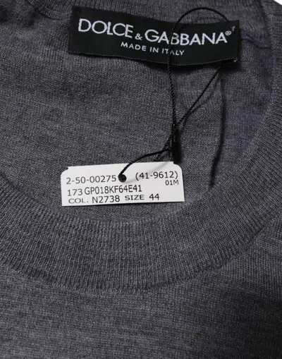 Pre-owned Dolce & Gabbana Gray Cashmere Crew Neck Pullover Men's Sweater ()
