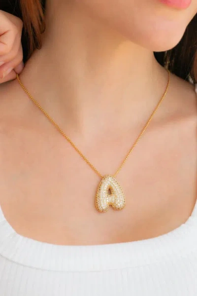 Mint & Lily Pave Bubble Initial Necklace In Gold