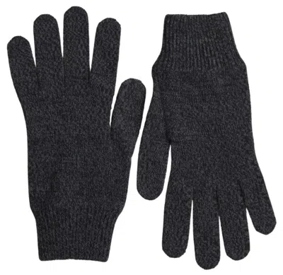 Dolce & Gabbana Gray Virgin Wool Knit Hands Mitten Men Men's Gloves In Gray