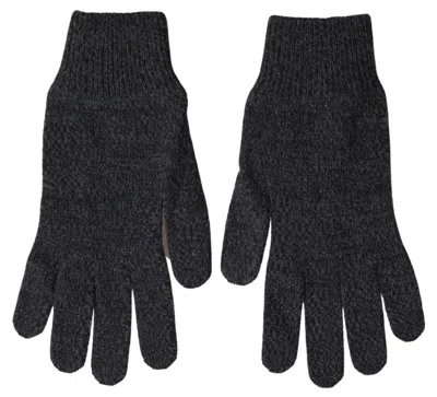 Dolce & Gabbana Gray Virgin Wool Knit Hands Mitten Men Men's Gloves In Gray
