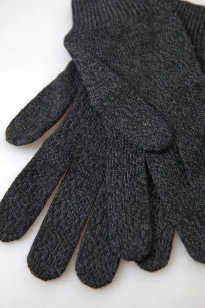 Dolce & Gabbana Gray Virgin Wool Knit Hands Mitten Men Men's Gloves In Gray