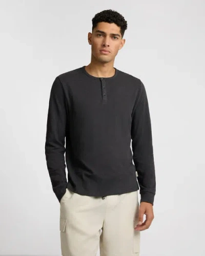 Onia Heavyweight Slub Henley Sweater In Black