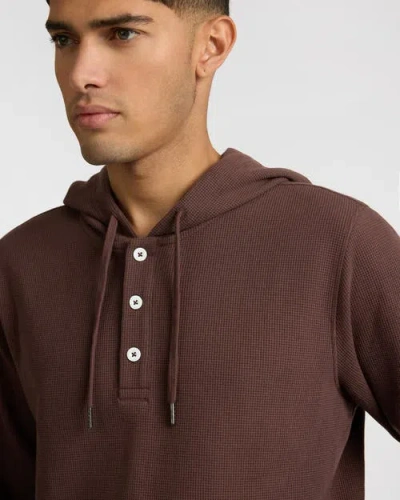Onia Heavyweight Cotton Waffle Hoodie In Brown